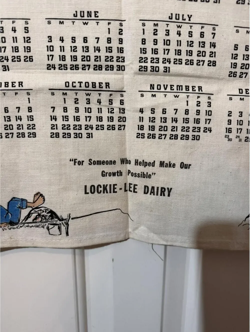 1979 Linen Tea Towel Locker Lee Dairy Covered Bridge Americana Vintage